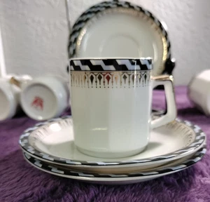 Vintage Demi Cup Saucers Tanaka Japan Gold Rims - Picture 1 of 10