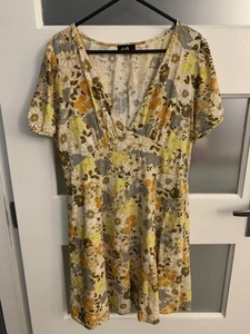 Dotti Floral Linen Blend Lined V Neck Boho Dress Size 12 - Picture 1 of 9