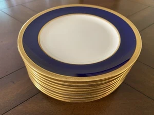Bellissimo set di 9 piatti da pane Lenox smoking blu cobalto/oro 6 1/4'' - Foto 1 di 13