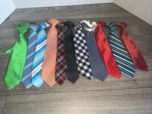 Lot 11 Kids Boy's Clip On Ties Neck Multiple Styles Colors Dress Suit - Picture 1 of 6