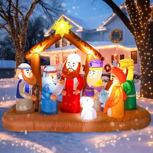 6.5Ft Long Christmas Inflatable Nativity Scene Outdoor Decorations, Inflatables - Picture 1 of 7