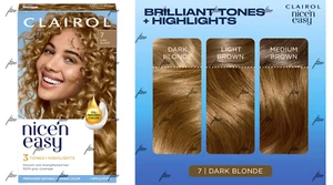 CLAIROL NICE 'N EASY 7 DARK BLONDE PERMANENT HAIR DYE COLOR OIL-INFUSED BOX KIT - Picture 1 of 14