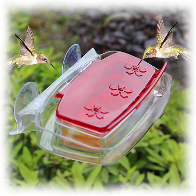 Alimentador de beija-flor para janela, bandeja de alimentação de pássaros com 3 estações de alimentação, poleiro - Imagem 1 de 4