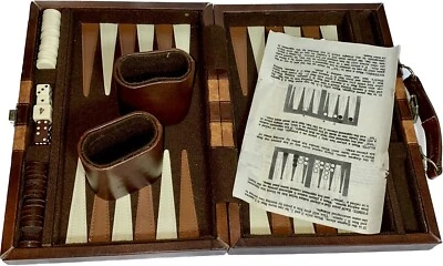 VTG Backgammon Set 28 Chips, 2 Cups, 5 Dice, Folding Case, Directions - COMPLETE - Image 1 of 4