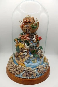 Vintage Noah's Ark Music Box By Bill Bell Glass Dome Cover - Picture 1 of 10