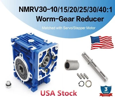 NMRV030 Worm Gearbox Reducer Ratio 10/15/20/30/40:1 for Nema23 Stepper Motor〖US〗 - Image 1 of 4