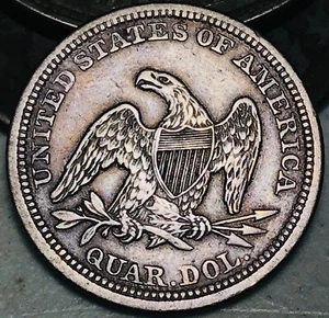 1857 Seated Liberty Quarter 25C Ungraded Choice 90% Silver US Coin CC25529 - Picture 1 of 4