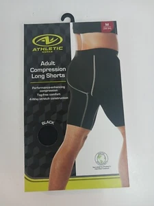 NEW Mens Athletic Works Black Compression Long Shorts NIB SIZE MEDIUM - Picture 1 of 4