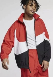 Nike Big Swoosh Red/Black/White Jacket Windbreaker Full Zip Men’s Size Medium - Picture 1 of 16