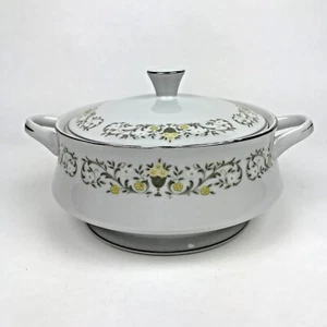 Vintage Sterling Florentiner Feinporzellan bedeckt Auflaufform Platinrand Japan - Bild 1 von 10