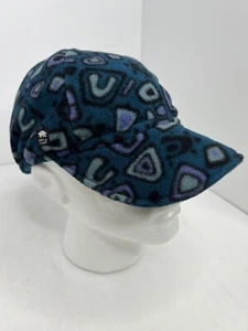 Vintage Turtle Fur Blue And Purple Fleece 90s Geometric Ski Hat Cap With Bill - Picture 1 of 8