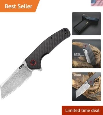 Faca dobrável Crag J1904 lâmina de aço damasco rosa cabo de fibra de carbono bolso... - Imagem 1 de 4