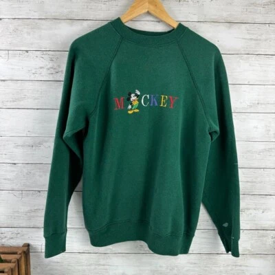 Sudadera Mickey Vintage Adulto Grande Bordada Manga Larga Cuello Redondo Verde Foto 1 de 4