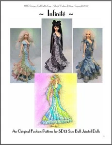 "Infinité" -  24" (60 cm) BJD Ball Jointed Doll Fashion Clothing Pattern - Picture 1 of 2