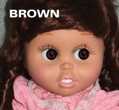 PRILLYCHARMIN CUSTOM 11mm BROWN EYE LENSES (Eye Chips) for Galoob Baby Face Dolls