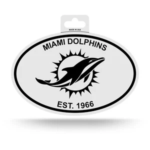 Miami Dolphins Oval Decal Sticker 3x5 Inches NEW Free Ship Black & White - Picture 1 of 2