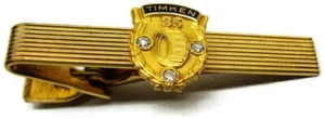 1 5/8" Timken 35 Year Neck Tie Bar 1/20 12K Gold Filled 10K Emblem Diamond Vtg - Picture 1 of 9