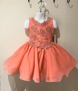 Vestido Formal Talla 4 Mango Coral Concurso Corona Flor Niña Ocasión Especial Nuevo con Etiquetas - Imagen 1 de 3