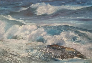 Ölbild.Ölgemälde. Blaue Welle. 50x70cm. - Bild 1 von 5