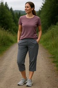 Columbia Women’s Capri Pants Gray Size M Stretch Quick Dry Hiking AL4194 - Picture 1 of 10