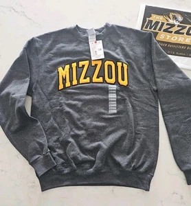 Men's-Champion Dark Gray Mizzou Arch Over crew neck Pullover Sweatshirt - NWT - Picture 1 of 6