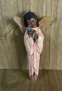 Thomas Blackshear Kitty Cuddle Navidad Ángel Adorno Ébano Visiones 2009 - Imagen 1 de 6