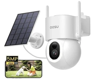 AOSU Security Solar Camera 3K/5MP 400-Lumen 360° Pan/Tilt IA Detection Nigth V - Picture 1 of 7