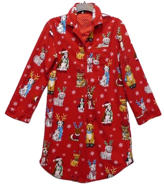 Camisa de dormir Nick & Nora Natal cachorro ~ Pequena ~ 100% algodão flanela ~ Muito boa - Imagem 1 de 4