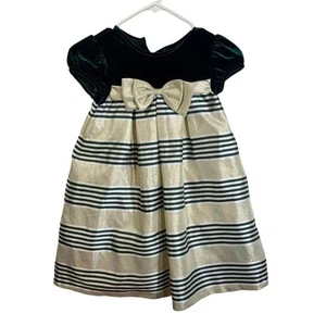 Bonnie Jean Girls Size 6X Green Gold Sparkly Dress Christmas Holiday Velvet  - Picture 1 of 4