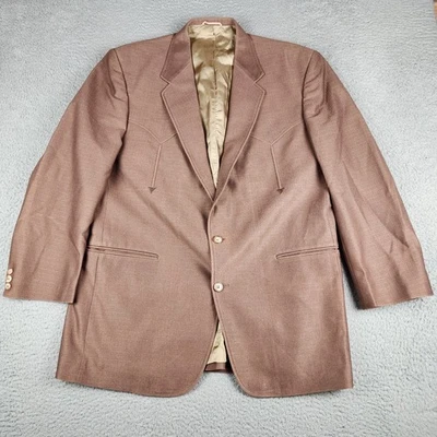 Circle S Blazer 男式 46 棕色西部西装夹克运动外套美国制造 — 第 1/4 张图片