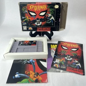 Spider-Man (Super Nintendo SNES) Complete W Poster - Tested - Authentic - Clean - Picture 1 of 12