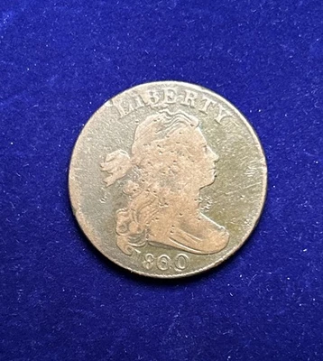 1800 Draped Bust Large Cent Fine F Coin, Corrosion MM - Image 1 of 2