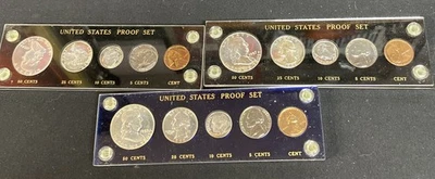Lot Of 3 U.S. Proof Sets 1954 1957 1958 In Plastic Case  - Image 1 of 4