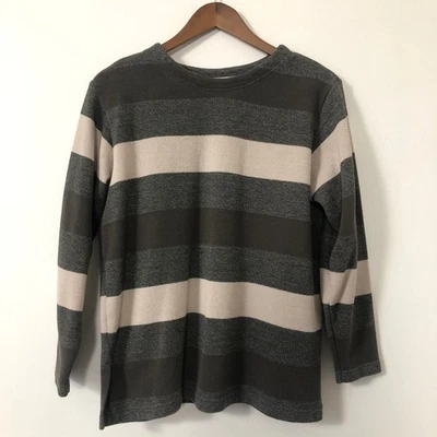 Vestido Granero Rayas Tejido Suéter M Neutro Minimalista Top Verde Tostado Calce Relajado Foto 1 de 4