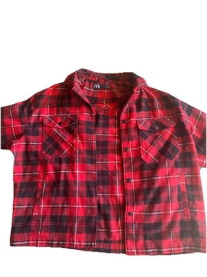 ZARA Rojo Negro Franela a Cuadros Chaqueta Top Para Hombre Grande Foto 1 de 4