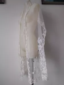 1930,S Art Deco Cream Embroidery Lace Bridal Shawl.90ins X 23 Ins - Picture 1 of 8
