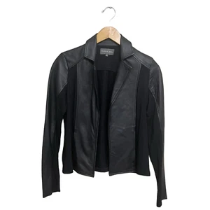 Michael Stars women sz S Hybrid Black Leather Open front Jacket - Picture 1 of 8