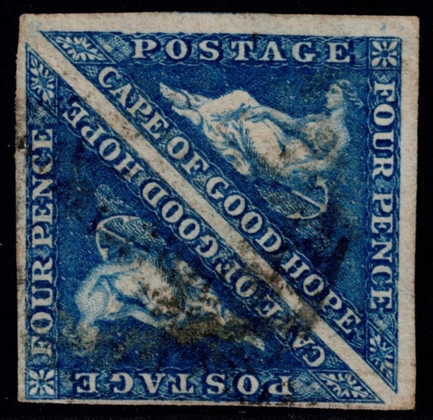 1855 Cabo de Buena Esperanza 4d Azul SG 6a 4m Par Papel Blanco VFU Cat. 190,00 £ Foto 1 de 1
