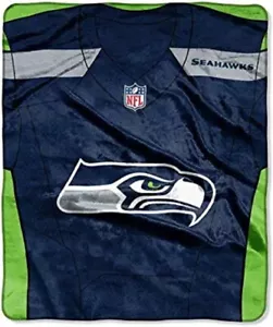 Seattle Seahawks Jersey Design Royal Plush Raschel Throw Blanket size 50" X 60" - Picture 1 of 1