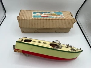 VINTAGE Wooden Scale Electric Speed Boat in Box - Made in Japan MHM - Picture 1 of 15