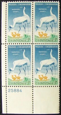 US 3¢ Stamp Scott #1098 Wildlife Conservation Whooping Crane MNH plate block - Image 1 of 2