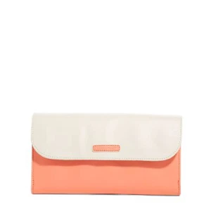 VERA BRADLEY FLAP CLUTCH WITH STRAP in CORAL/OFF WHITE NEW!!! - Picture 1 of 4