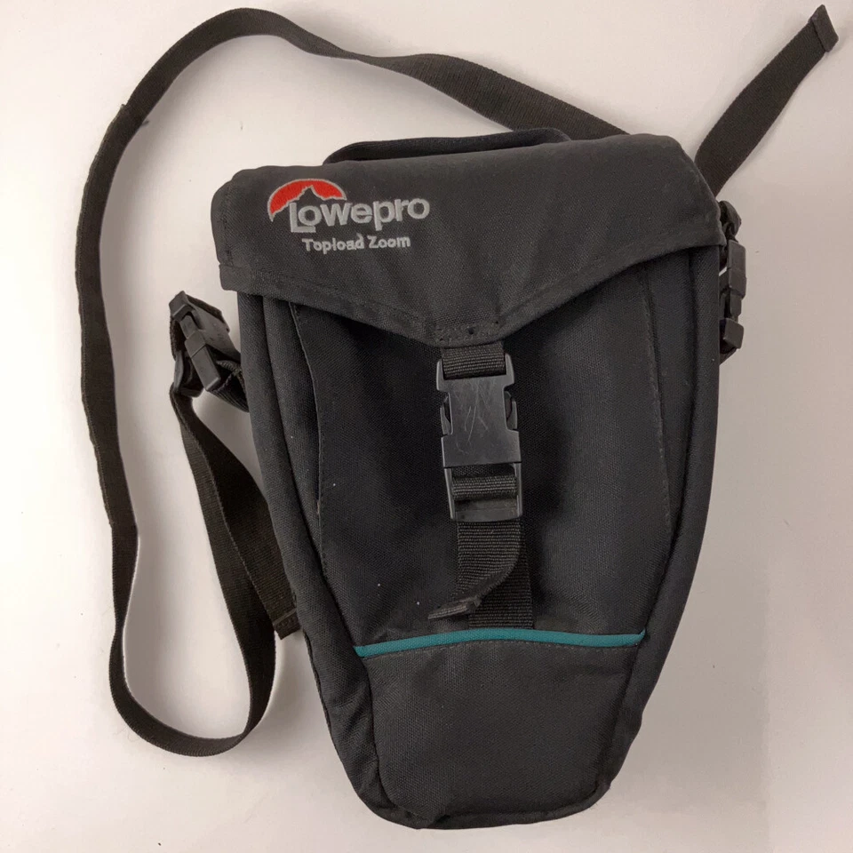 Estuche acolchado retro para cámara LowePro Topload Zoom negro logotipo clásico Foto 1 de 4