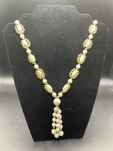 Bisutería vintage perlas de imitación cuentas de oro largas colgantes  - Imagen 1 de 5