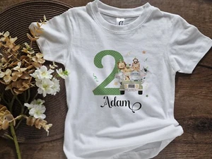 Customized Safari Birthday Shirt Bodysuit Wild One Theme Personalized Name Age - Picture 1 of 5