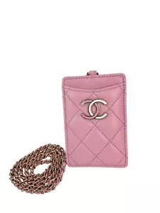 Chanel lambskin Quilted Card Holder on a Chain Ebay Live - Picture 1 of 12