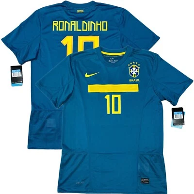 Camiseta de fútbol Nike mediana Ronaldinho 2011/12 visitante Brasil #10 NUEVA Foto 1 de 4