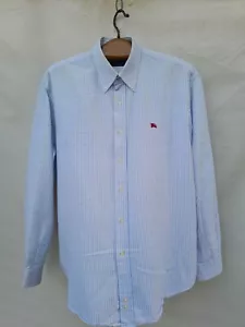 Burberry Chambray Gestreiftes Hemd Herren L Blau Logostickerei Made in Spain EU 4 - Bild 1 von 13