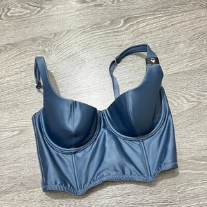NEU Victoria's Secret Balconette-BH Dusty Blue Korsett Satin Spitze Longline 34B - Bild 1 von 6
