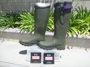 Hunter Balmoral Lady Equestrian, dunkeloliv/lila Wellies, Stiefel, US6, UK4 - Bild 1 von 12